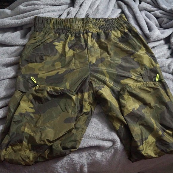 Army Green Capri Swishy Nylon Sweatpants